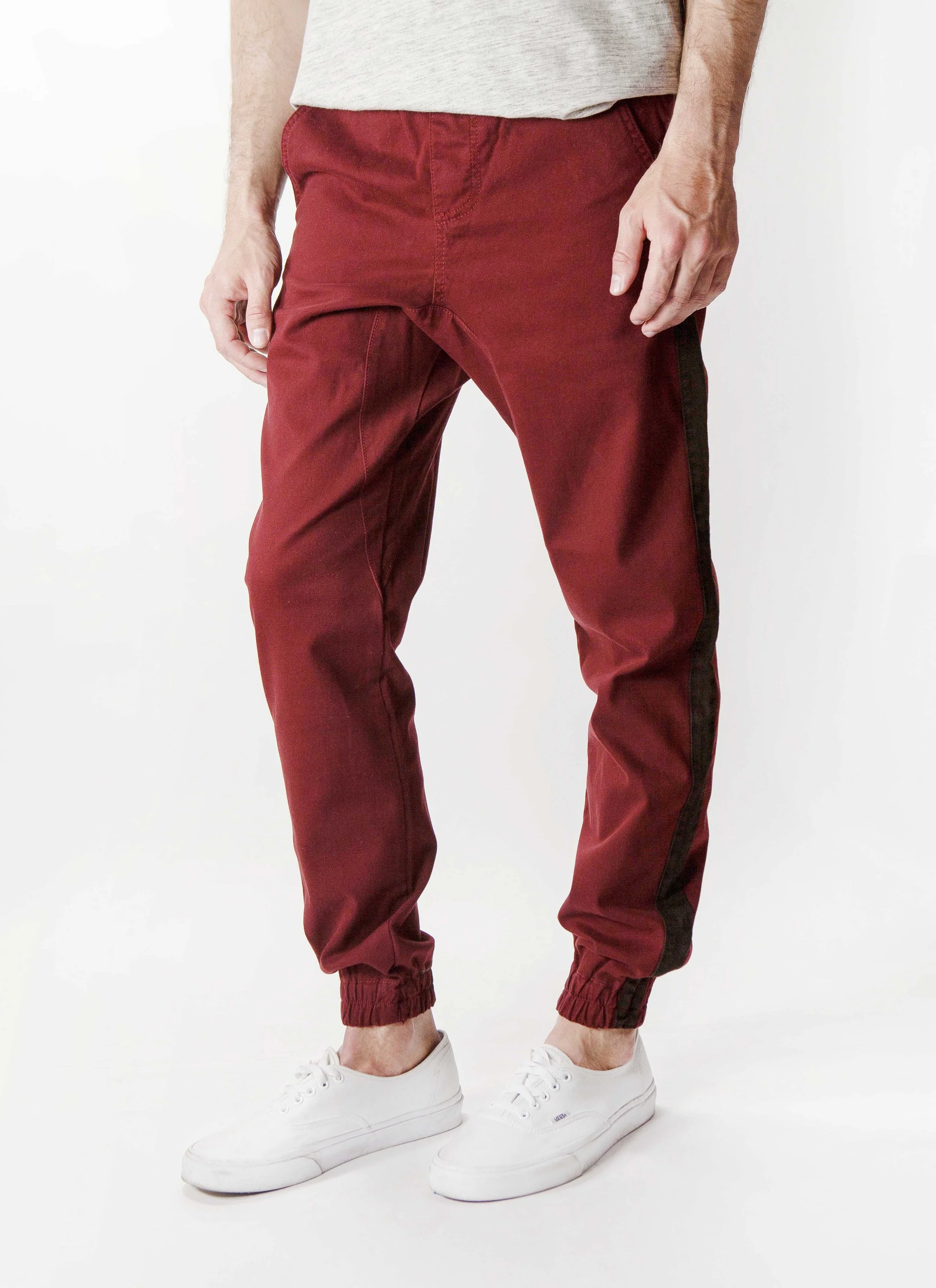 Burgundy Stripe Joggers Neo Blue